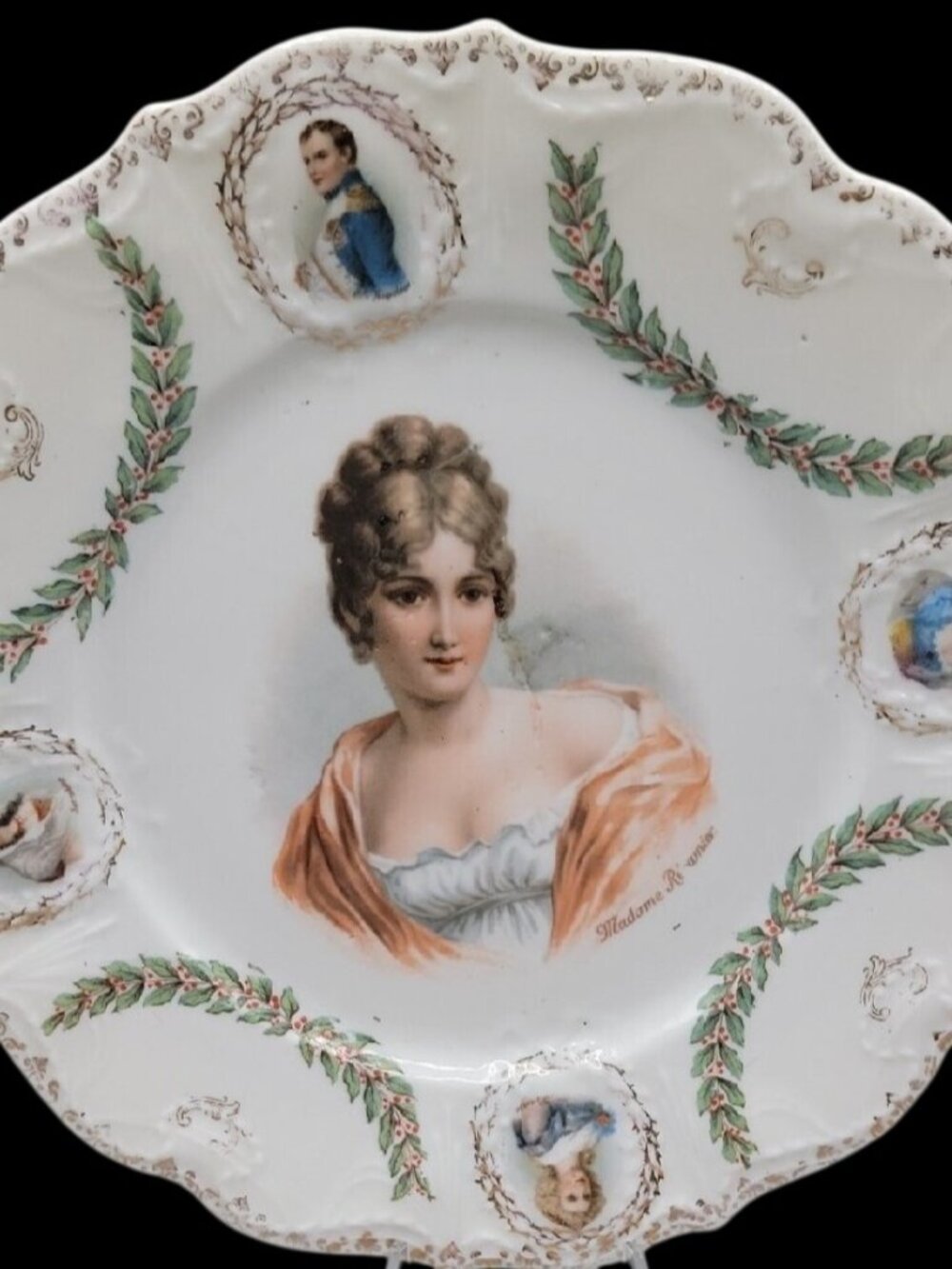 Antique Erdmann Schlegelmilch Prov Saxe Cabinet Plate Madame Recamier 8" As-Is
